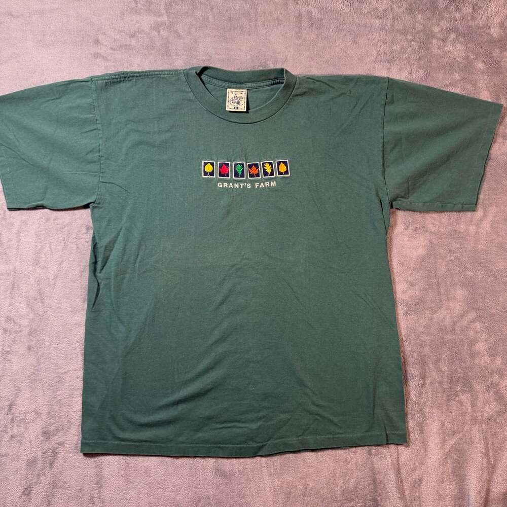 Aere Grant's Farm T-Shirt Size XL Vintage Made In USA Green